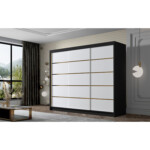 Šatní skříň AMBER VII 250 cm – černá/bílá