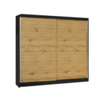 Šatní skříň BASTI X šířka 200 cm – černá/dub artisan