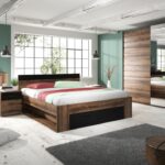 Ložnice MAGGIE s postelí 160×200 cm, dub monastery/černá