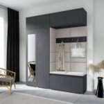 Předsíňová stěna AMI 16 – se zrcadlem Krémová Grafit