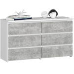 Komoda CL100 6SZ – bílá/beton