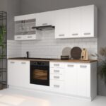 Kuchyně TAPANY 240 cm, korpus: bílá, dvířka: bílá perlička