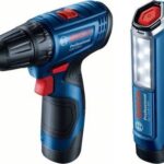 BOSCH GSR 120-LI 2x2Ah + svítilna GLI 12V-300