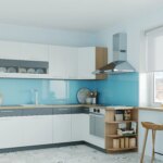 Rohová kuchyně RUTHIN 250×170, bílý lesk/grafit mat